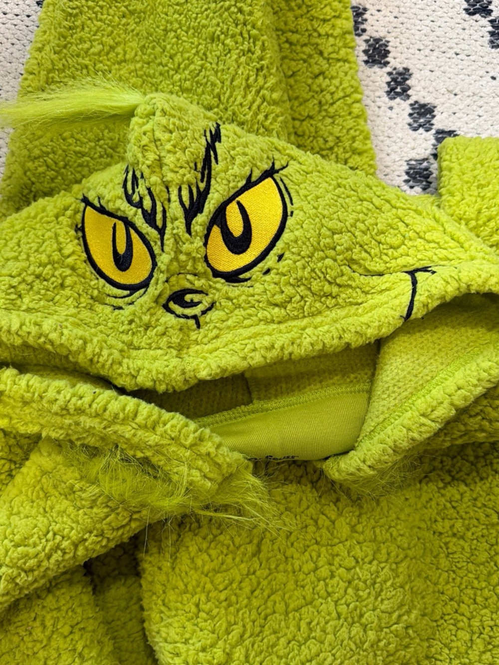 Plush Lime Green Cat Hoodie with Character Face